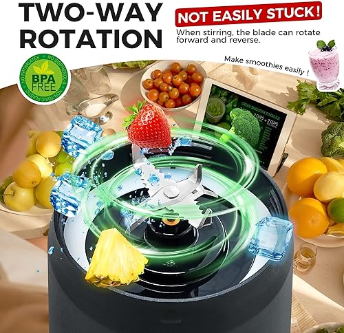 Miniatura 3 de Licuadora portátil, antiatascos de 300 W para batidos y batidos, licuadora de viaje de 24 onzas recargable por USB, botella deportiva sin BPA con