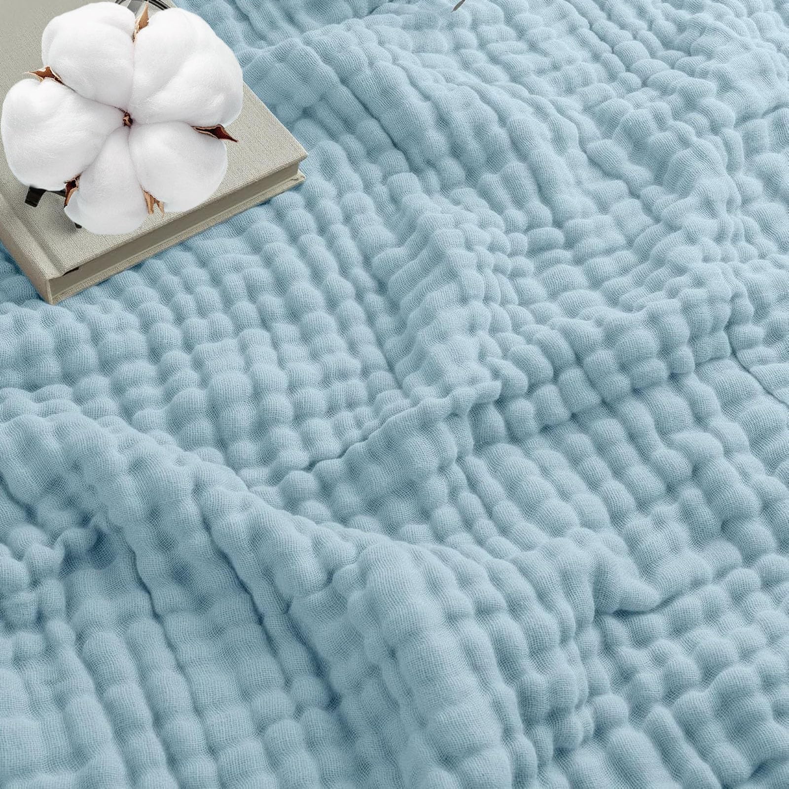 2026 Neu Sanfte Musselindecke, Musselindecke Sommer, 100% Baumwolle, Weiche & Atmungsaktive, Erwachsene & Baby, Perfekt Für Couch, Sofa & Bett(I,200 * 230cm)