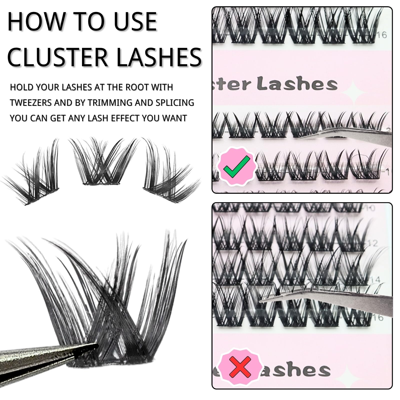 KEYRI 120 Pieces Individual Eyelashes Cluster Lashes Kit DIY Eye Lashes Extension Suitable for All Makeup Looks Durable Ultra Lightweight Black Eyelash Clusters for Girls and Women (8-16mm Mix) - Image 4