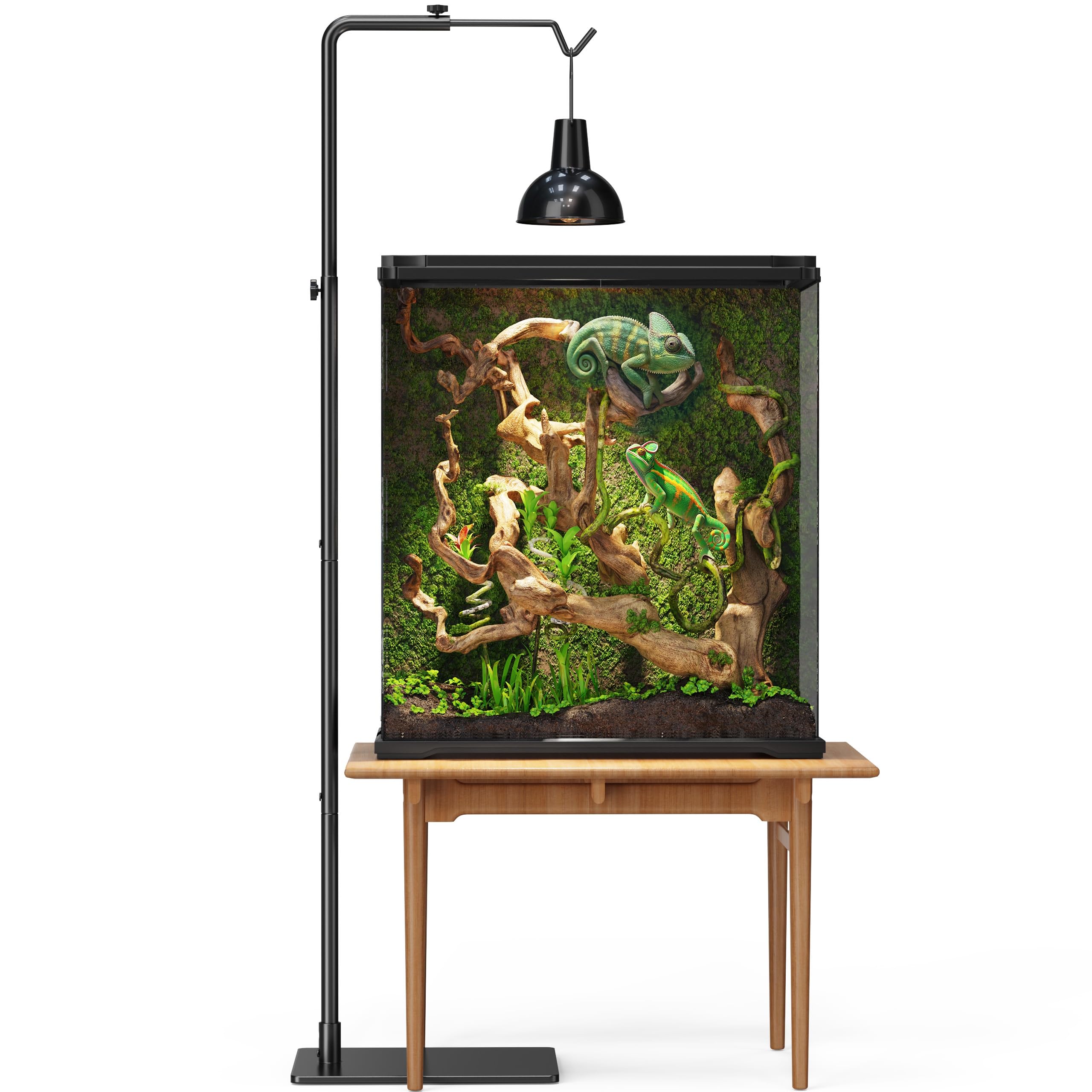 Reptilien-Wärmelampenständer, verstellbar von 53 cm bis 157 cm – Metall-Lampenhalter mit schwerem Sockel für Schildkröten, Schlangen, Eidechsen – Heizlampenhalterung für Aquarien und Terrarien