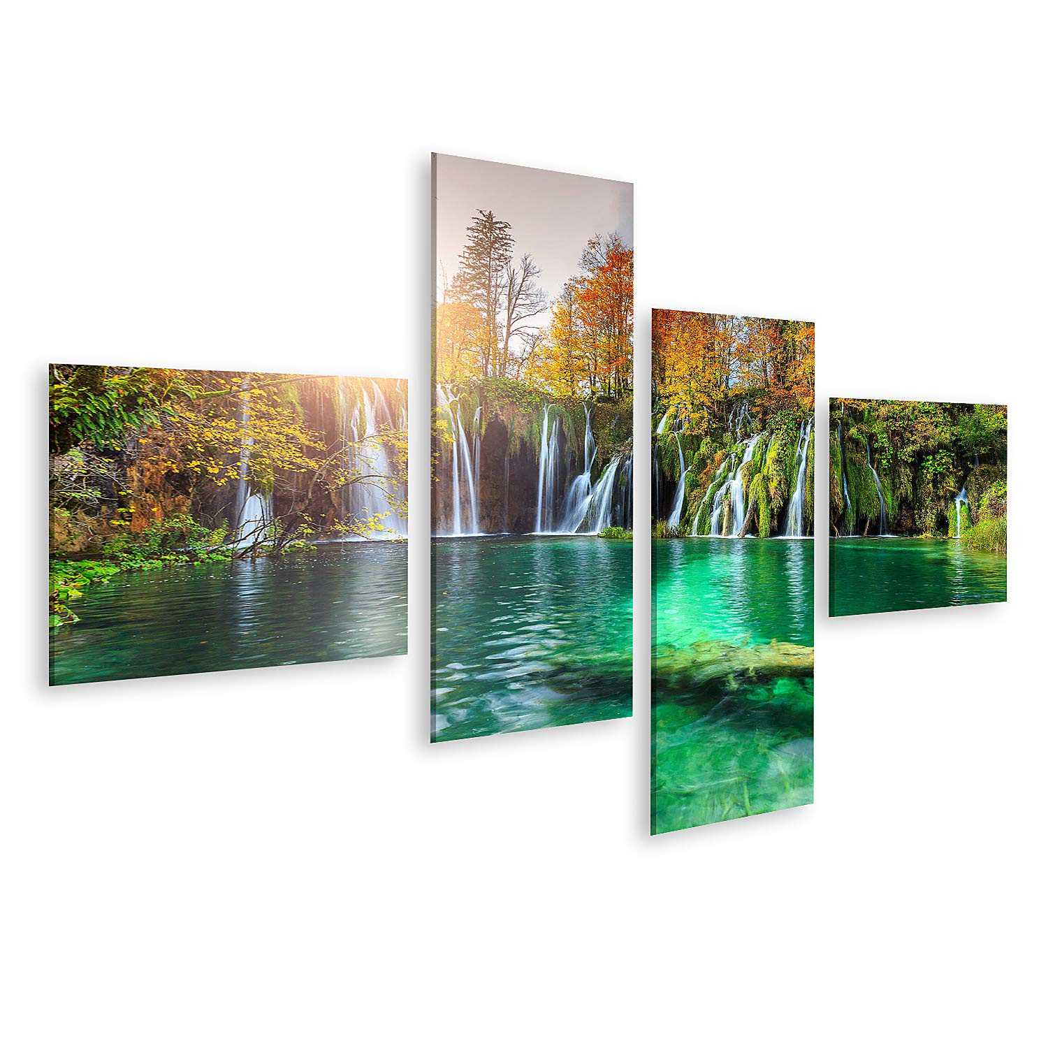 islandburner Tableau sur toile Paysage Automne Coloré Cascades Parc National De Plitvice Croatie Superbe Cadre Affiche Poster Murale Tableaux