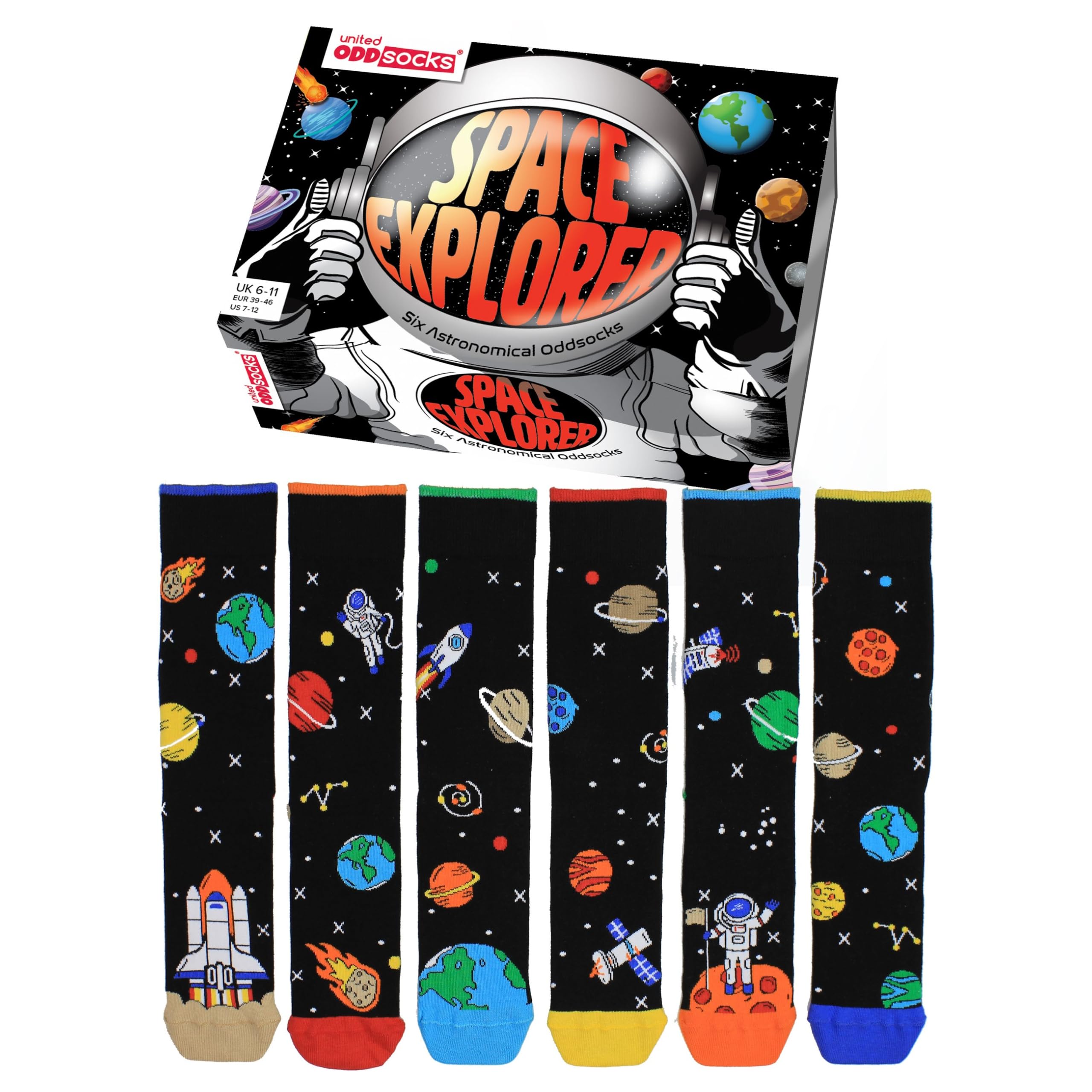 Sock Academy Men's Space Explorer Oddsocks Sock Gift Box For