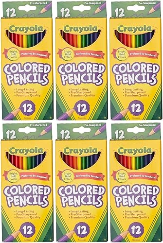 Crayola Lápices de madera de color barril largo colores surtidos 68-4012 12 lápices por paquete paquete de 6 Crayola Lápices de madera de color barril largo colores surtidos 68-4012 12 lápices por paquete paquete de 6