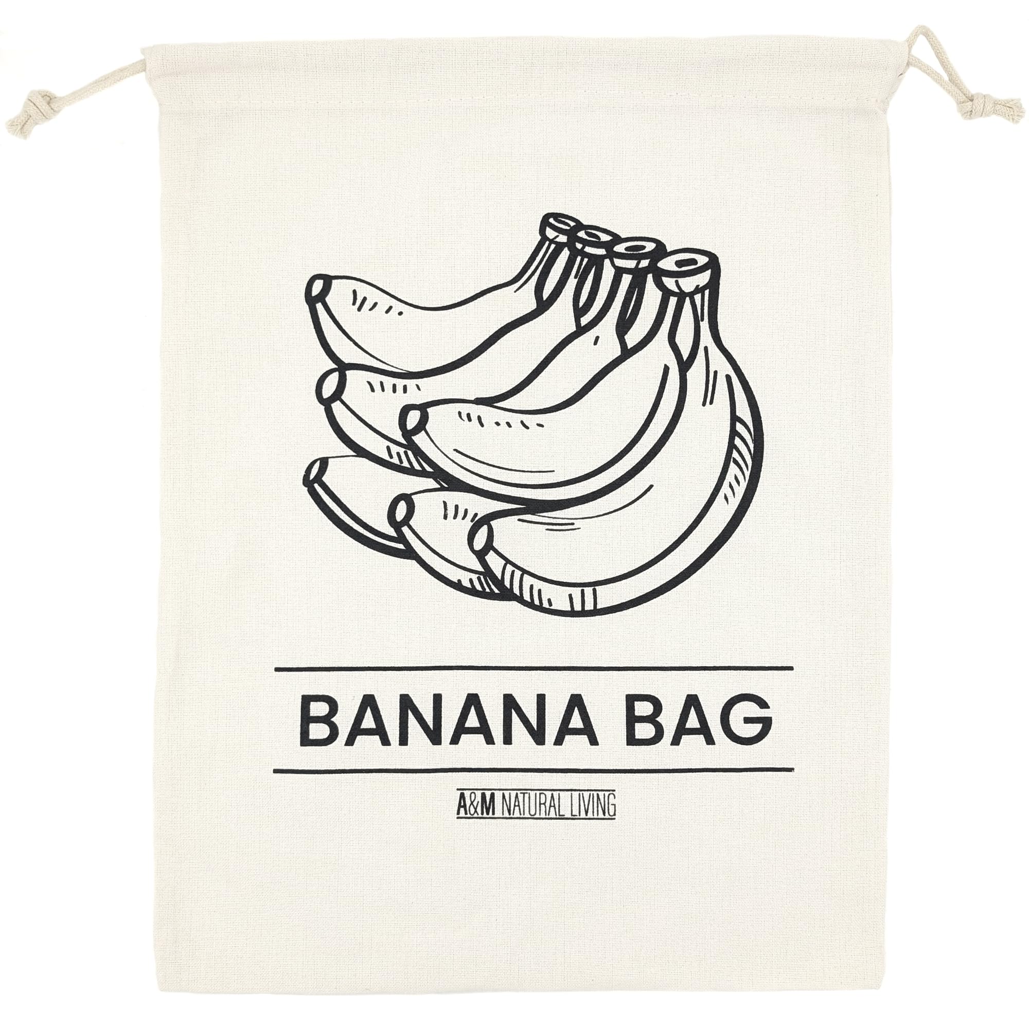 Banana Bag for Storing Bananas, 30cm x 40cm Reusable Storage Bag Made from 100% Natural Cotton with Drawstring Closure