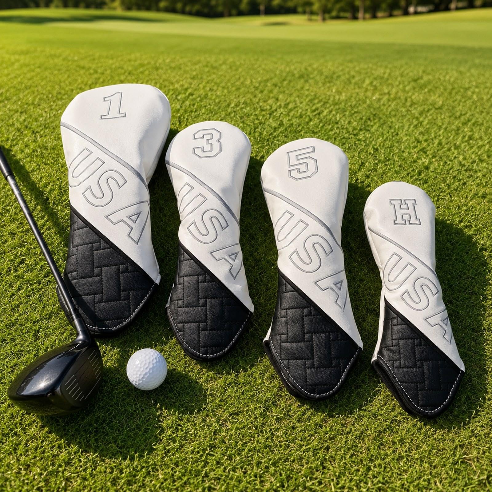4er Set Schlägerhauben Aus Weichem PU für Hybrid Golfschläger
