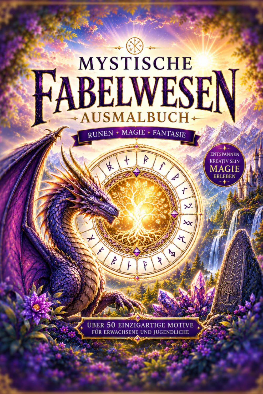 Mystische Fabelwesen Ausmalbuch: Drachen, Runen, Magie und fantastische Welten zum Entspannen und Kreativsein | Über 50 detailreiche Fantasy-Motive für Erwachsene und Jugendliche