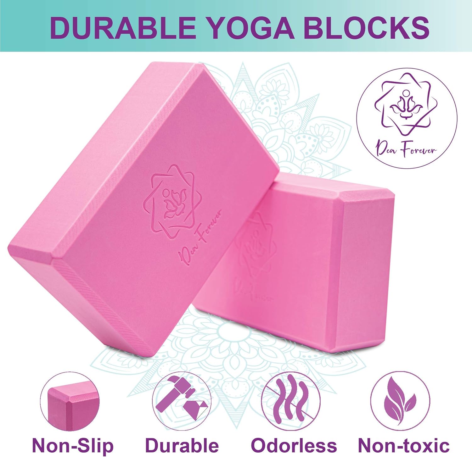 Dea Forever Yoga Strap and Blocks Set | High-Density Eva Foam Blocks with Yoga Strap D Ring Yoga Accessories | Yoga Brick 2 Pack and Strap + eBook for a Better Lifestyle : Sports & Outdoors