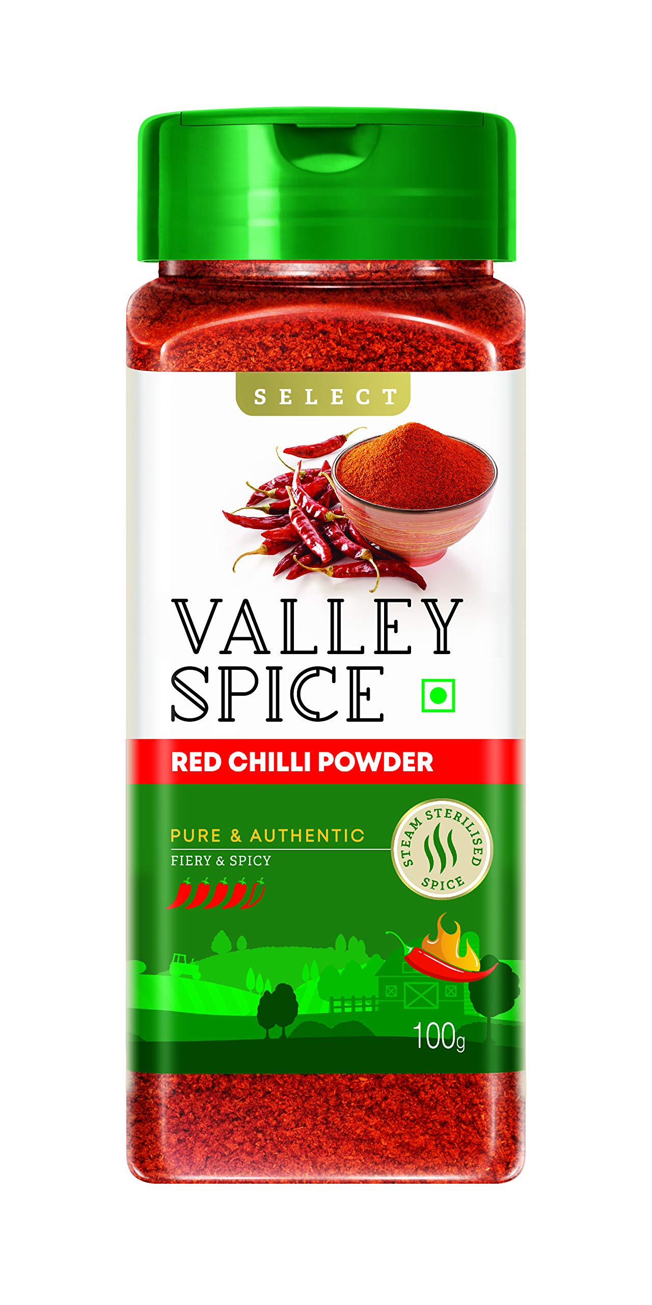 Valley Spice Select - Red Chilli Powder - Fiery & Spice 100g || Pack of 2