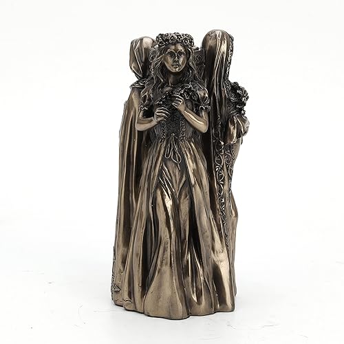 Veronese Design Portavelas Wiccan Triple Goddess de 6 3/4 pulgadas de alto, escultura de resina bronceada fundida en frío, figura celta,