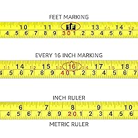Vista 6 de Yaxa Basics Cinta métrica retráctil con botón de presión, fácil de usar, 16 pies, rosa