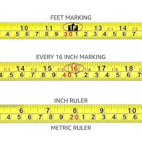 Miniatura 6 de Tienda Basics Cinta métrica retráctil con botón de presión, fácil de usar, 16 pies, rosa