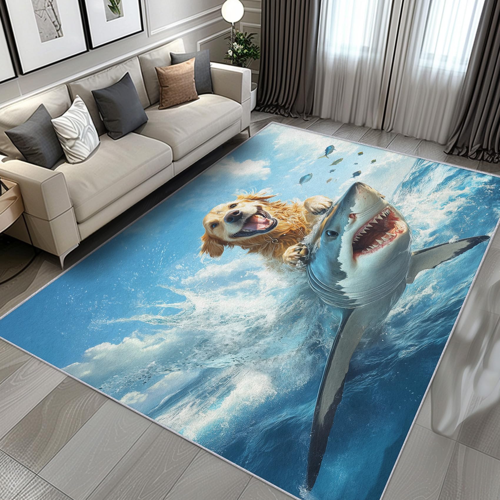 Tapis animaux drôle antidérapant à poils courts doux 180x240