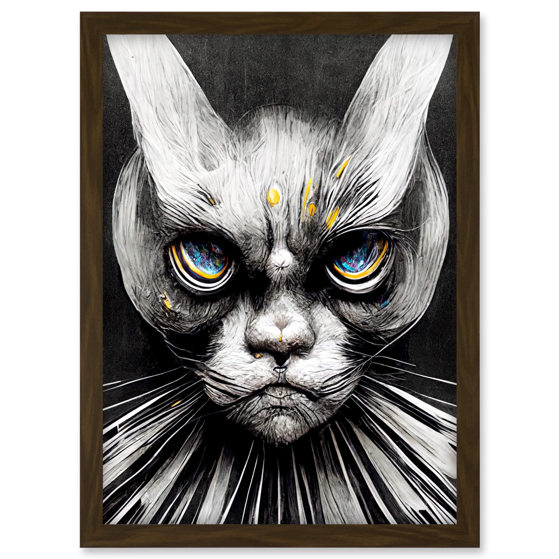 Doppelganger33 LTD The Sultan Of Cat Land Fantasy Gothic Cat Portrait Artwork Framed A3 Wall Art Print