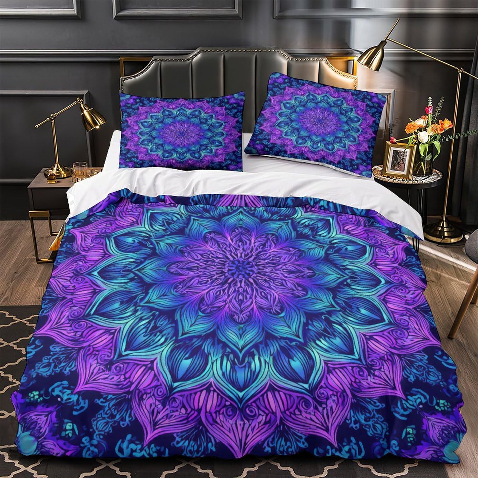 Housse de couette mandala éclair avec fermeture éclair ultra douce
