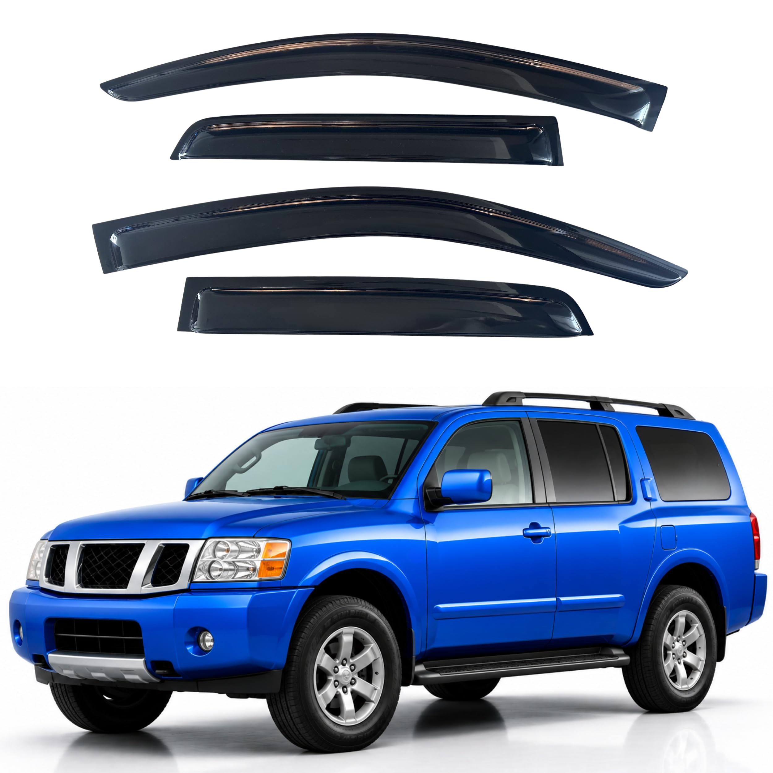 IG Window Visors Fit for 2004-2016 Nissan Armada, Out-Channel Rain Guards Vent Wind Deflectors 4PC, Car Accessories for 04-16 Armada