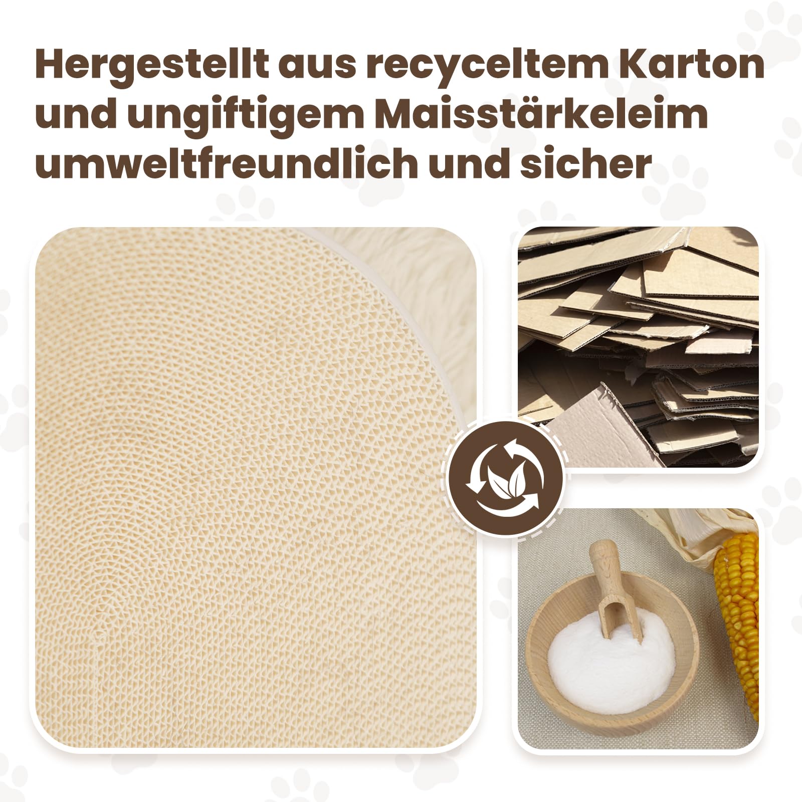 Zen Paw Kratzbrett und Katzenbett 63x35cm – Ergonomische Kratzpappe aus Wellpappe, wasserfeste Basis, schadstofffrei und langlebig, XL Kratzmöbel, Weiß