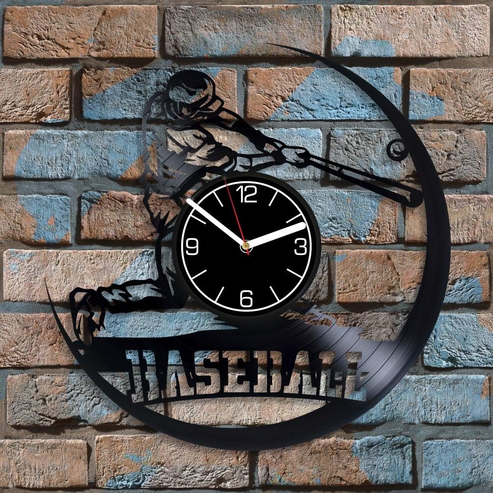 Baseball Vinyl Record Wall Clock Baseball Wall Art Baseball Clock Baseball Wall Clock Modern Baseball Gift Sport Home Decoration 12 inch Wall Clock Vintage Baseball Vinyl Clock Gift for Men