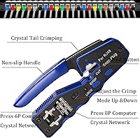 Vista 3 de TAIWAIN - Herramienta pelacables de red de crimpado CAT5, crimpadora RJ45 para RJ12/RJ45 6P/8P, juego de cortadores de crimpado de cables CAT6