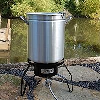 Vista 2 de Bayou Classic Olla para freidora de pavo, tapa ventilada, asas remachadas, estante para aves de corral, termómetro, inyector, 42 cuartos de galón