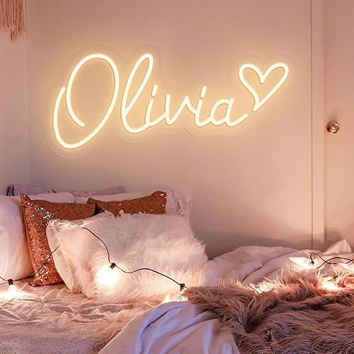 Miniatura 4 de CULISER Letrero de neón personalizado con nombre LED para dormitorio, boda, fiesta de cumpleaños, sala de juegos, hogar, bar, negocios, decoración