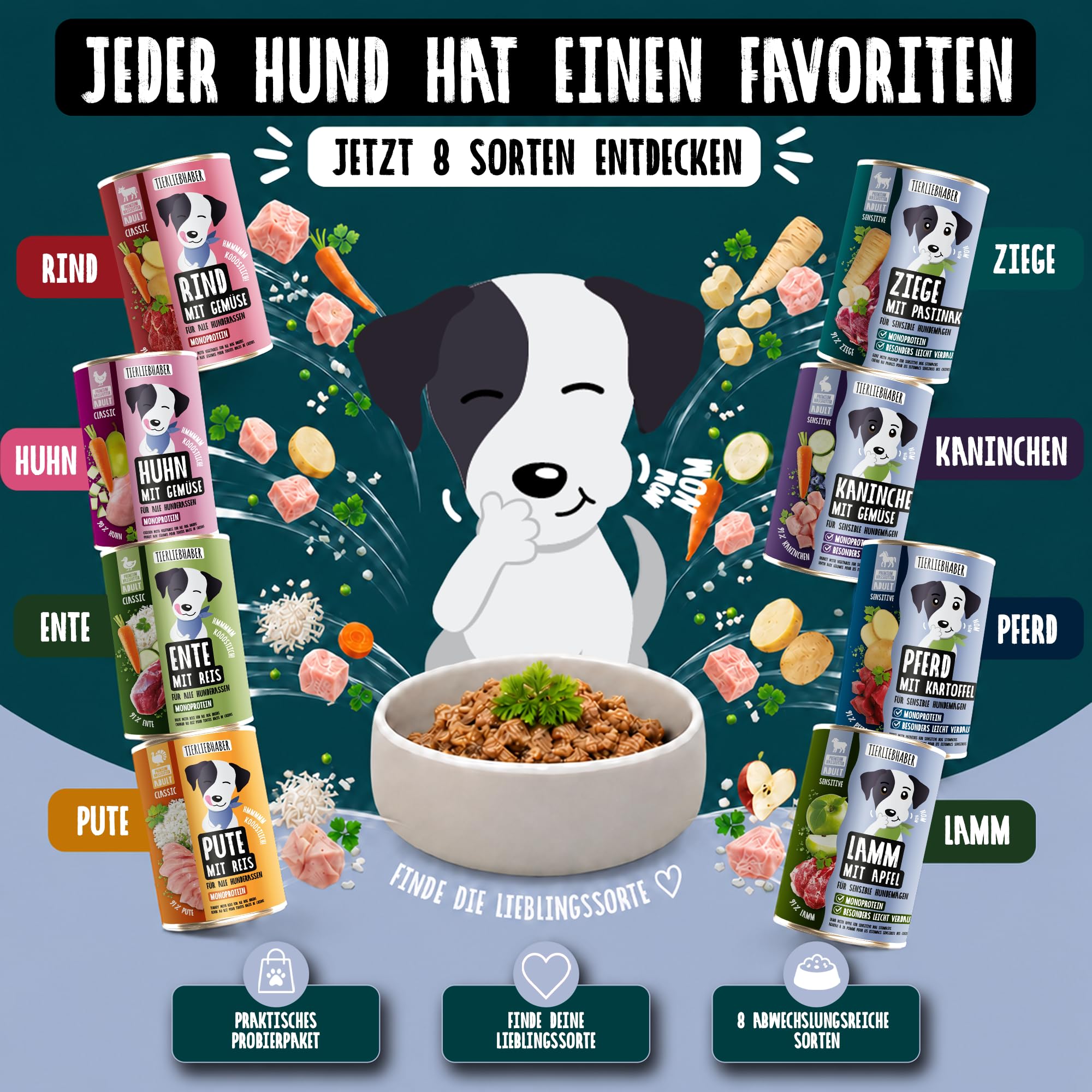 Hundefutter Nass 400g 12x Ziege mit Pastinake – Hunde Nassfutter Wet Dog Food tierärztlich entwickelt – Hundenassfutter 400g Dosen mit 91% Fleischanteil – Dog Food leicht verdaulich von TIERLIEBHABER