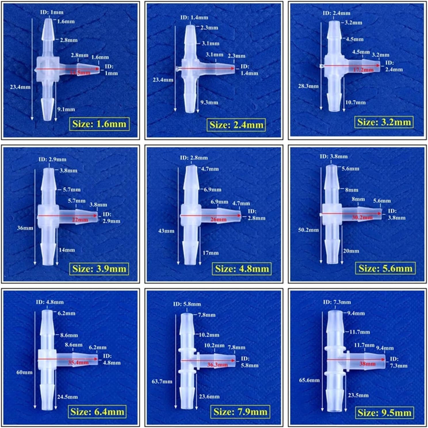 5~200pcs 1.6~15.8mm Plastic Tee Connectors Aquarium Fish Tank Adapter Air Pump Hose Pagoda Joints Irrigation System Pipe Joint(5.6mm,50 Pieces)