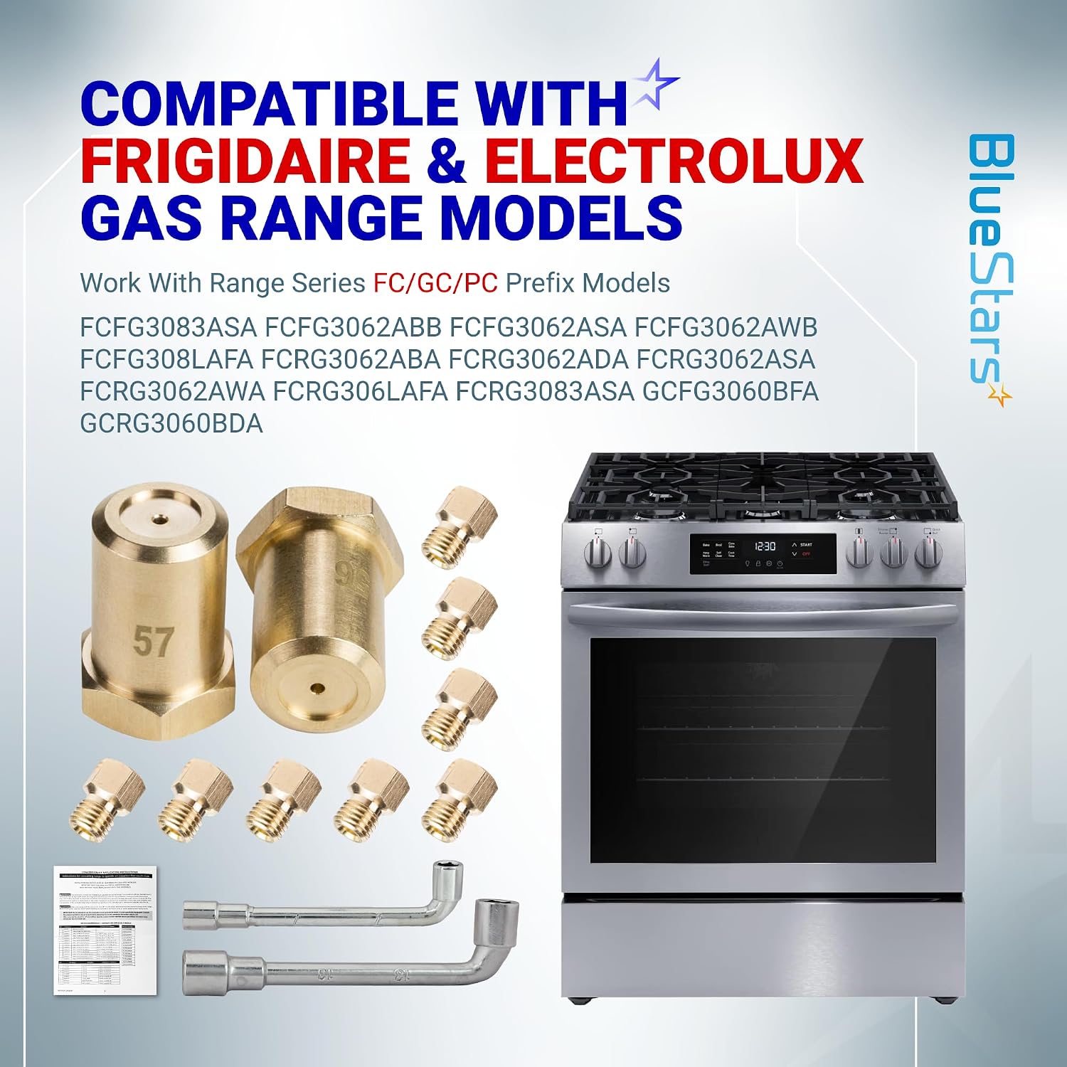 BlueStars GRLP5 LP Gas Conversion Kit - Compatible with Frigidaire Gas Range - Natural Gas to Propane LPG Conversion Kit - Replaces 4980407 AP7213138 A22390101 316243720 316243721 316243723