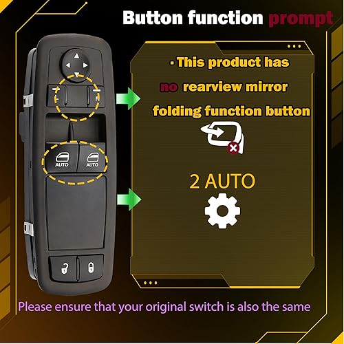 Miniatura 2 de Interruptor de ventana para Ram 1500, 2013-2018 Ram 2500 3500 4500 4500 5500 2013-2018. Interruptor de encendido principal de puerta delantera