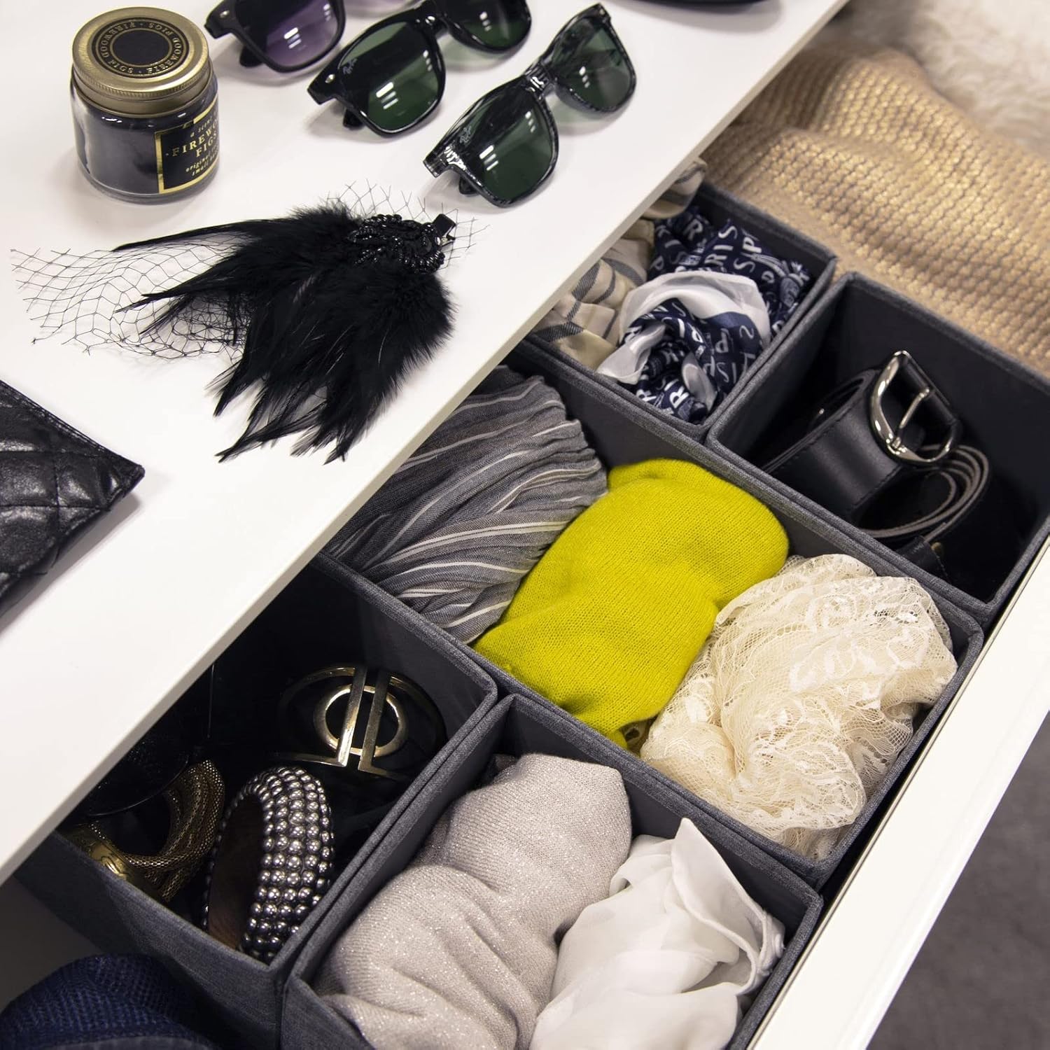 Bigso Box of Sweden Storage Case Drawer Organizer (Beige), Gray