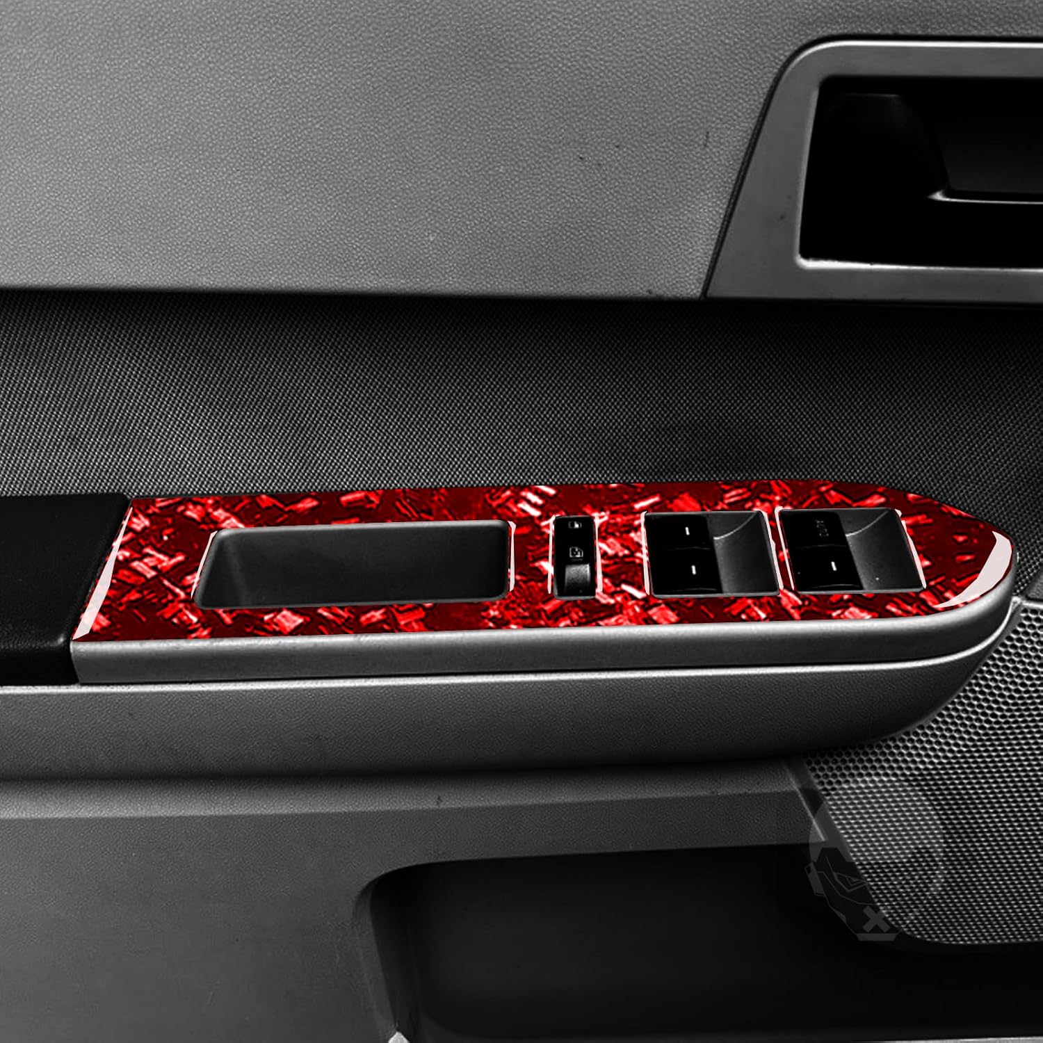 Red Forged Carbon Fiber Car Inner Door Panel Control Panel Sticker Set Auto Interior Accessories Compatible with Ford Escape XLS XLT Hybrid 2008-2012/Mercury Mariner Hybrid 2008-2011