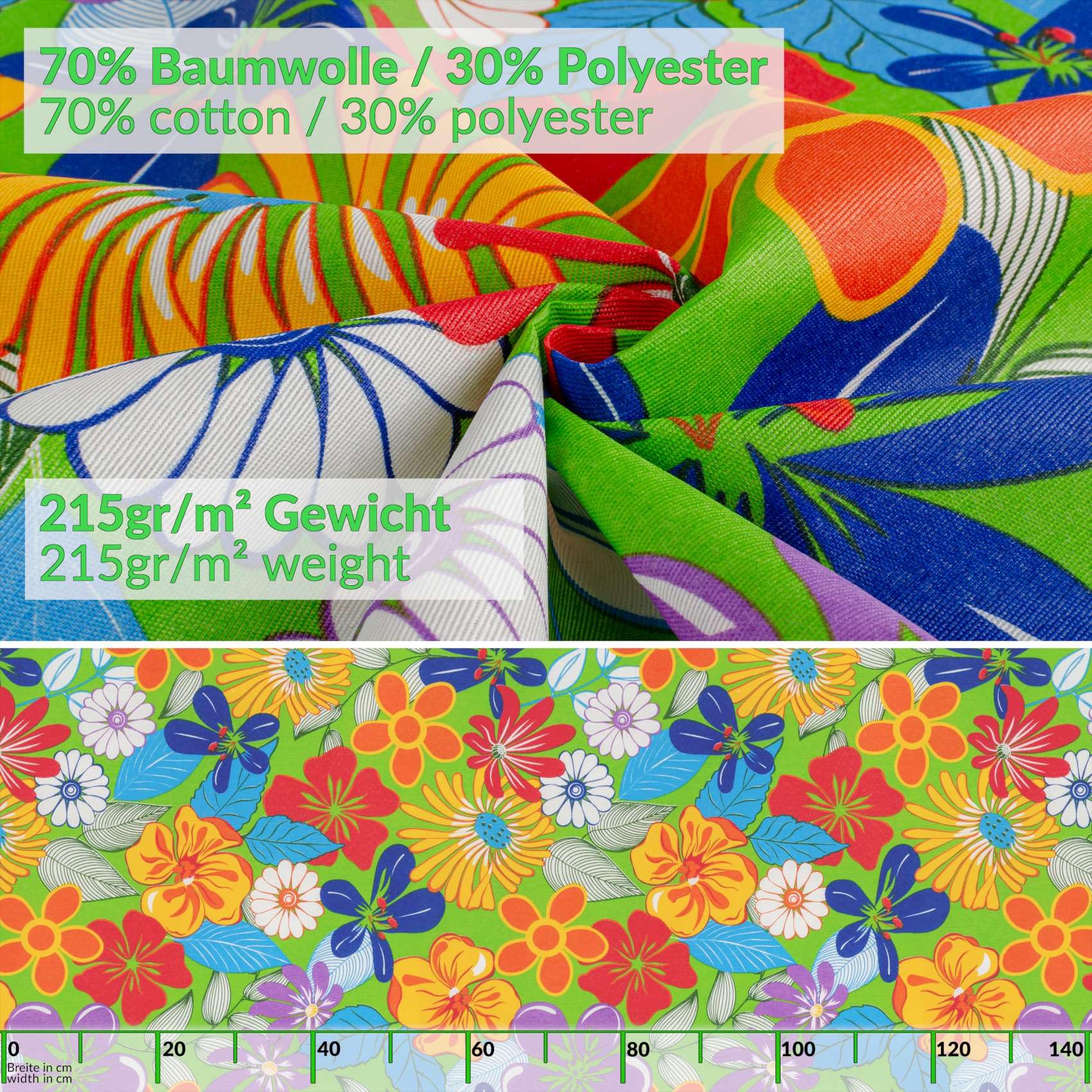 ANRO Nappe enduite Fleurs colorées avec Ourlet 240x140 cm Anti-Taches