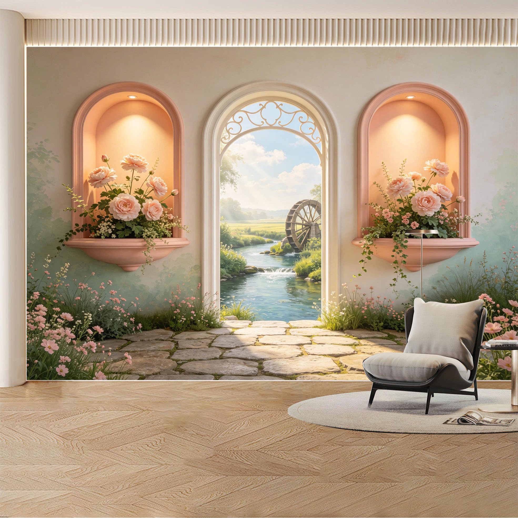 Custom Wall Mural Wallpaper Forest Landscape Nature Wall Decor Large Wall Art Misty Autumn Path Vintage Style Removable SelfAdhesive Large Photo for Living Room， Bedroom， Office