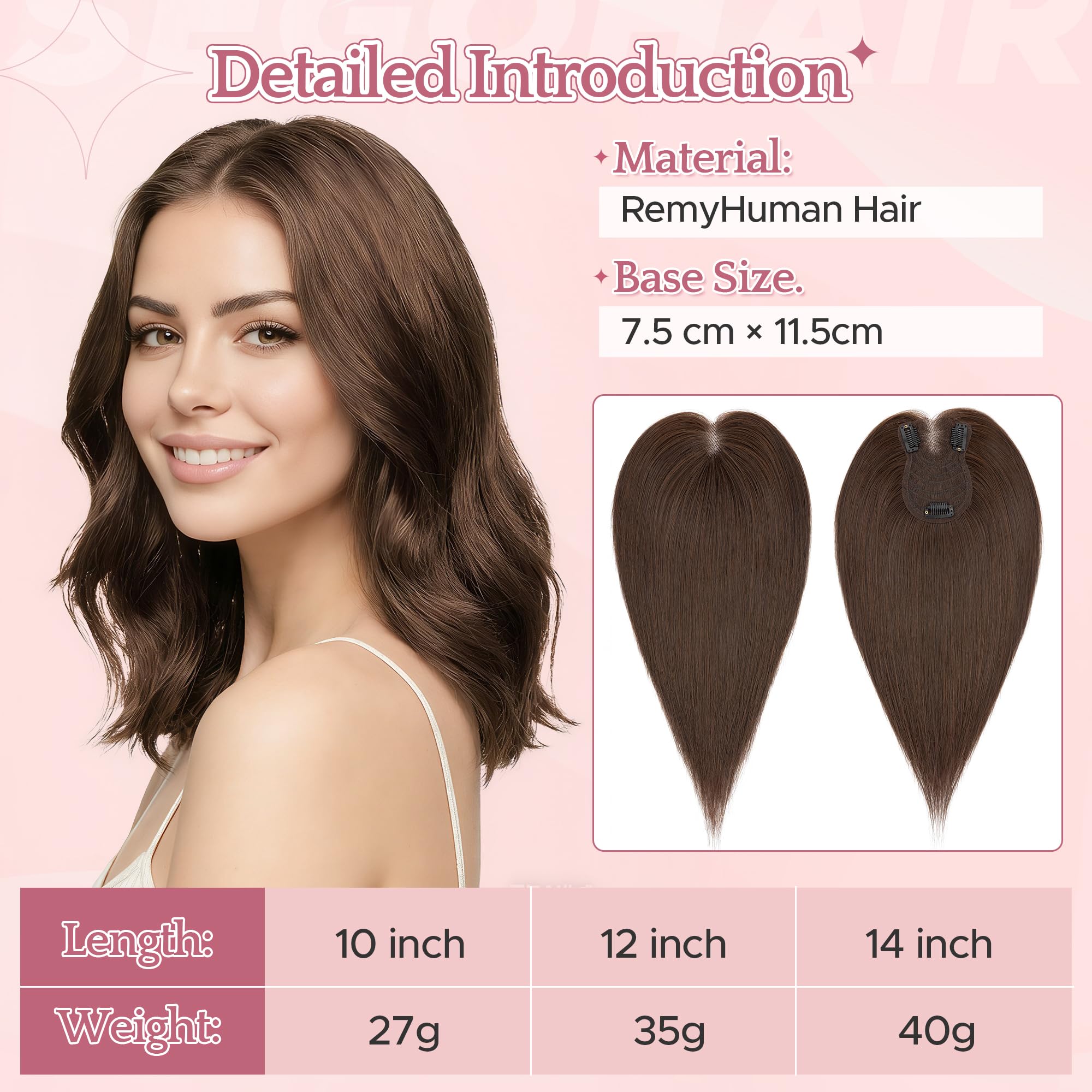 Treska z naturalnych włosów Remy, Clip in, peruka z bocznymi grzywkami, przedłużenie włosów, kucyk, dla kobiet, z 3 klipsami, 35 cm # 2R