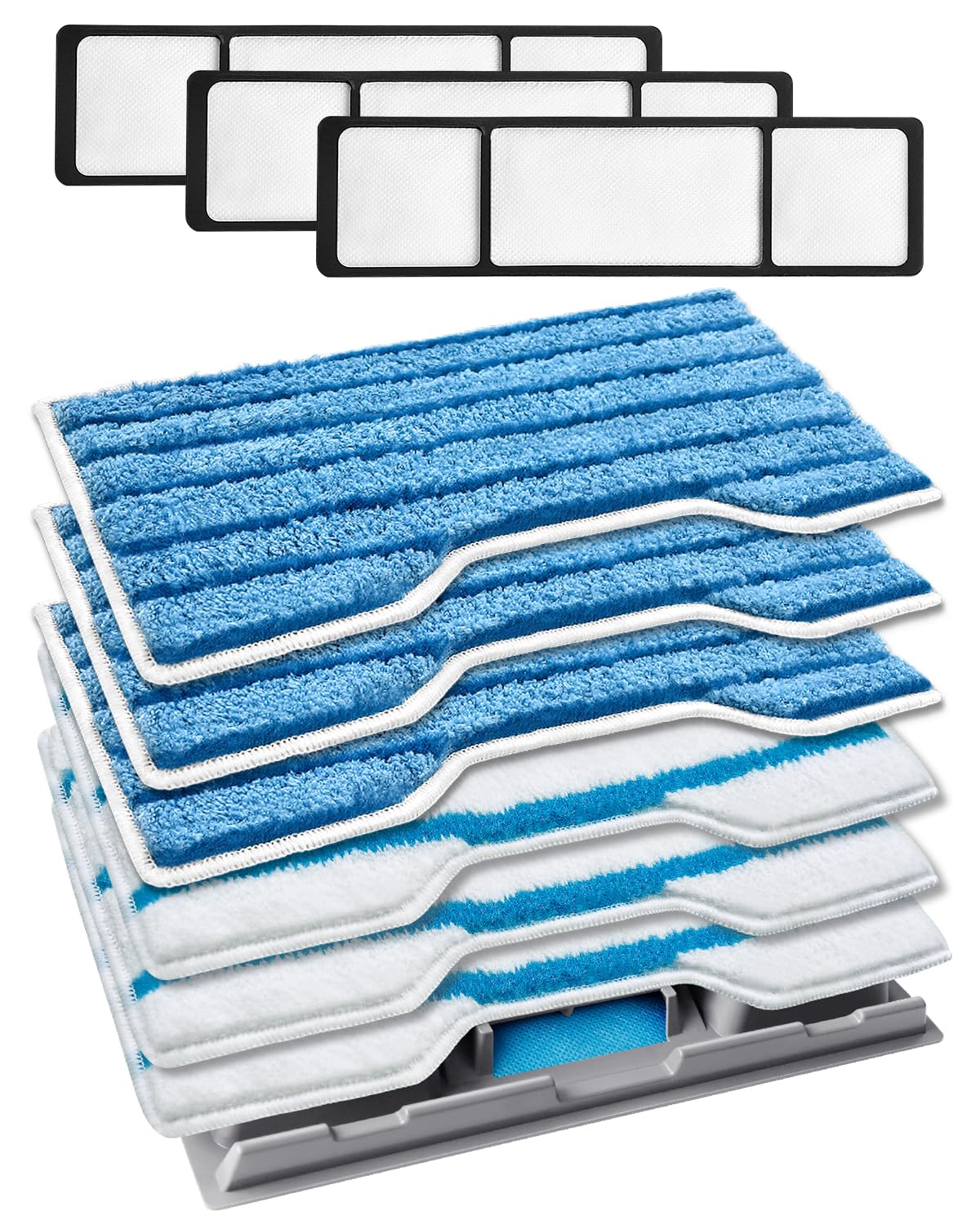 ZaKaBox 6 Vacmop Pads for Shark VacMop 2-in-1 Cordless Hard Floor Vacuum Spray Mop, Reusable Refills for Shark Vac Mop Pads with 1 Upgraded Dirt Chamber + 3 Filters (VM200UK, VM200UKPL, VM200UKGN)
