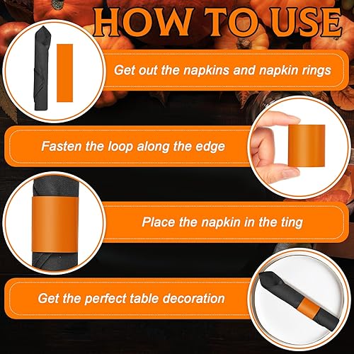 Miniatura 3 de Yaomiao 900 servilleteros de papel de Acción de Gracias, bandas autoadhesivas para servilleteros para el hogar, otoño, mesa de comedor, cena de