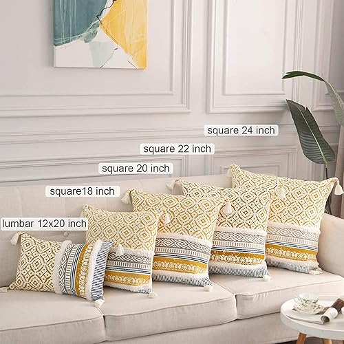 Miniatura 5 de blue page Fundas de almohada decorativas de tejido de algodón bohemio para sofá, dormitorio, sala de estar, fundas de almohada modernas para