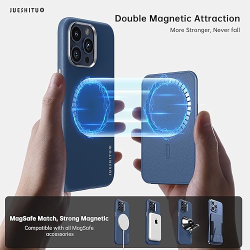 Miniatura 8 de JUESHITUO Funda magnética para iPhone 15 Pro Max con tarjetero cartera magnética súper fuerte con soporte compatible protección contra caídas de