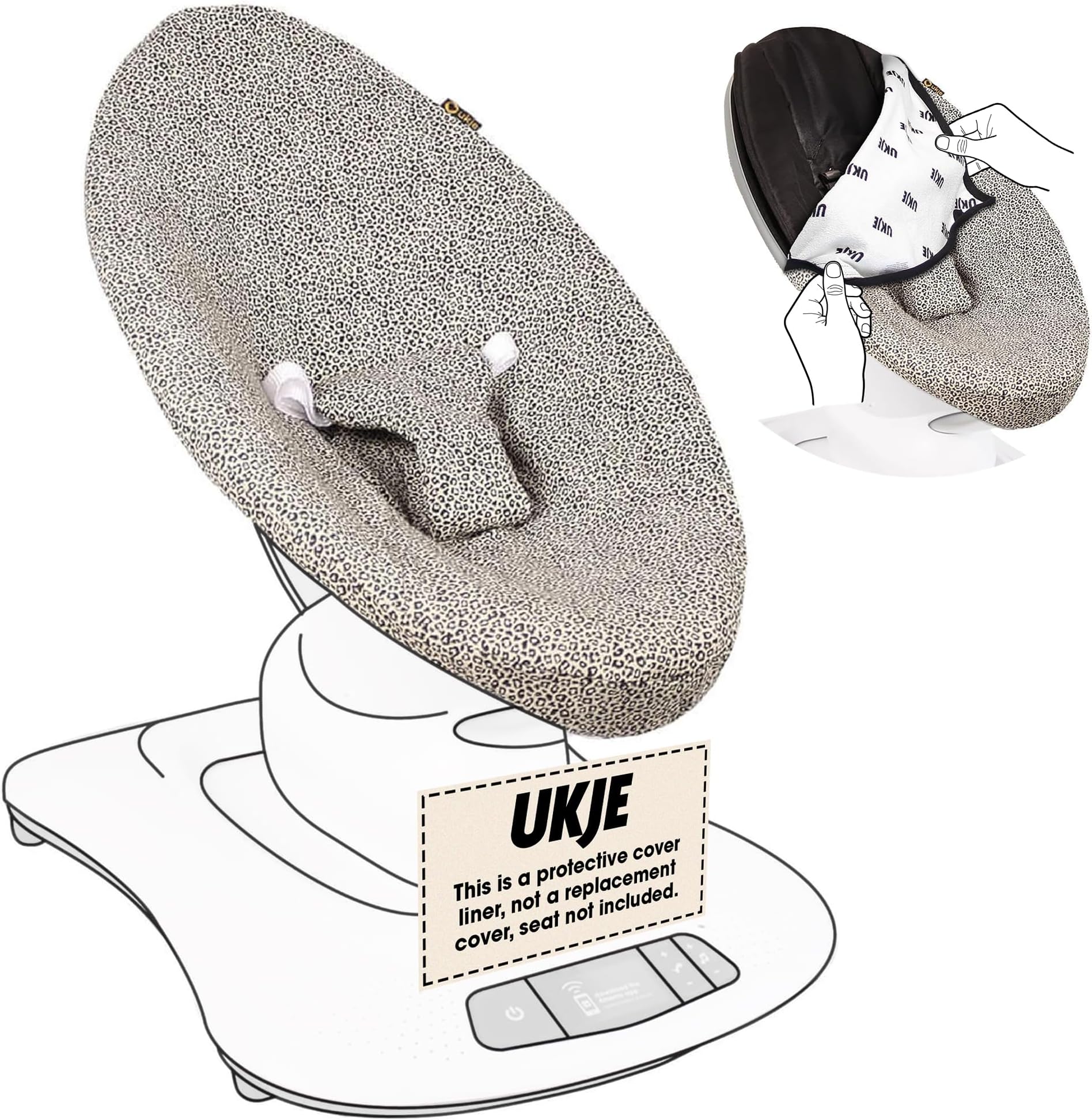 UKJE Liner Baby Rocker Cover - Compatible with 4moms MamaRoo 4 Old Model Before 2022 - Baby Swing Cover - Bouncer Cover - Cover Swing Bouncer - Taupe Leopard