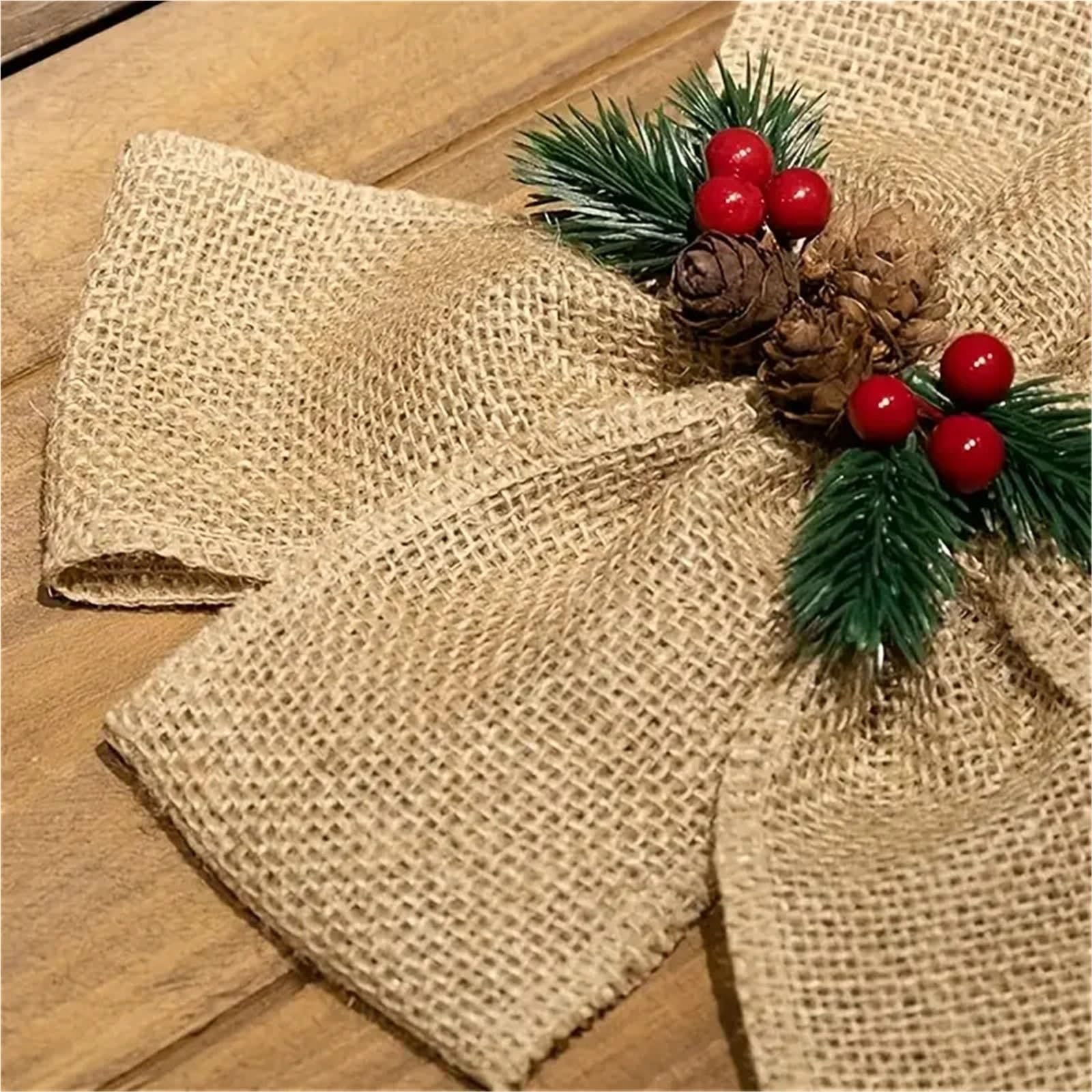 Natur Juteband Sackleinen 10 m natürlicher Jute-Sackleinenstoff, 6–15 cm Rolle