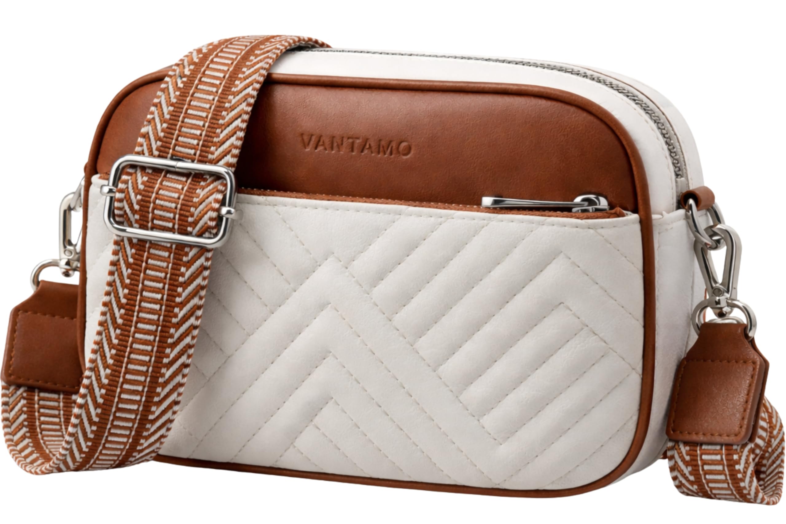 Vantamo Premium Quilted Crossbody Bags for Women with Anti-Pickpocket Clip