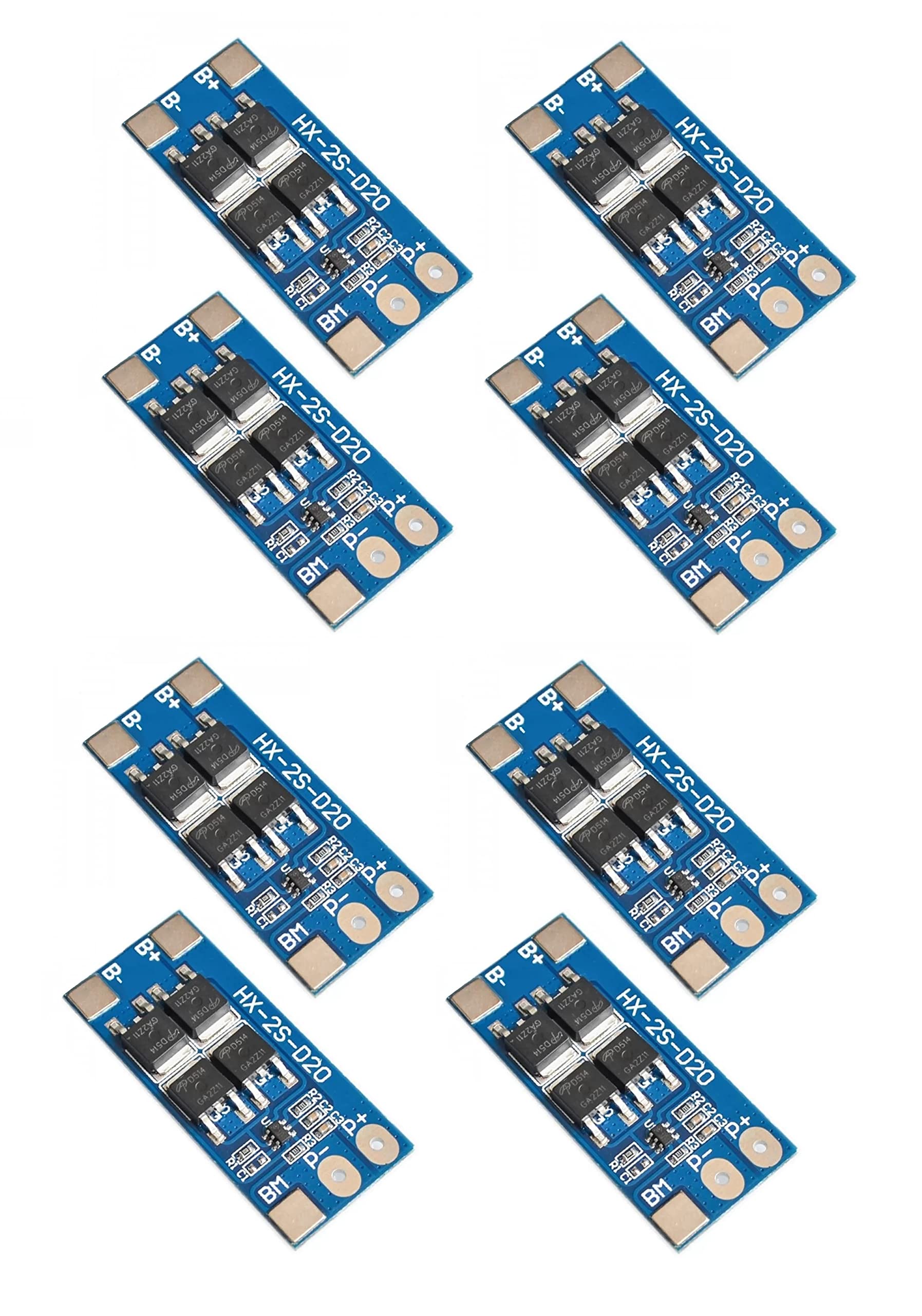 INVENTO 8PCS 2S 7.4V BMS 20A 2 Cell 18650 Lithium Battery Charging Protection Board Battery Management System Module-picture-15