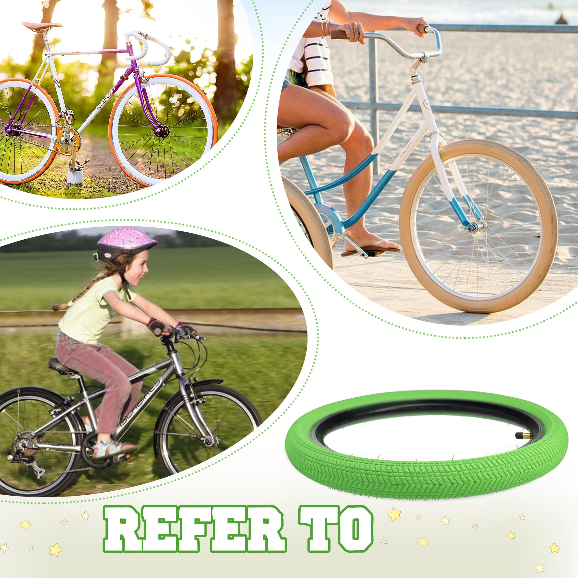 WEEROCK Opony rowerowe 20 cali 20 x 2,125 z dętkami, składana opona zapasowa, 2 sztuki w opakowaniu, do rowerów BMX, MTB, rowerów górskich, rowerów dziecięcych, rowerów trójkołowych, cruiser