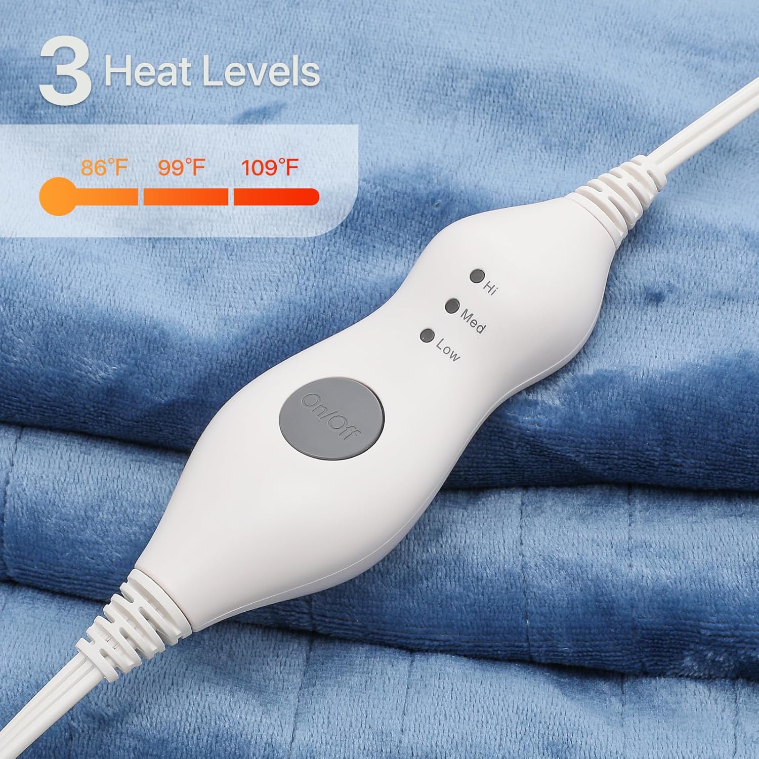 Plug-in Heated Throw Blanket, Soft Flannel Electric Throw Heating Blanket with 4 Hours Auto Off, 3 Heat Levels Settings, Machine Washable, 60x45 Inches (Light Blue)