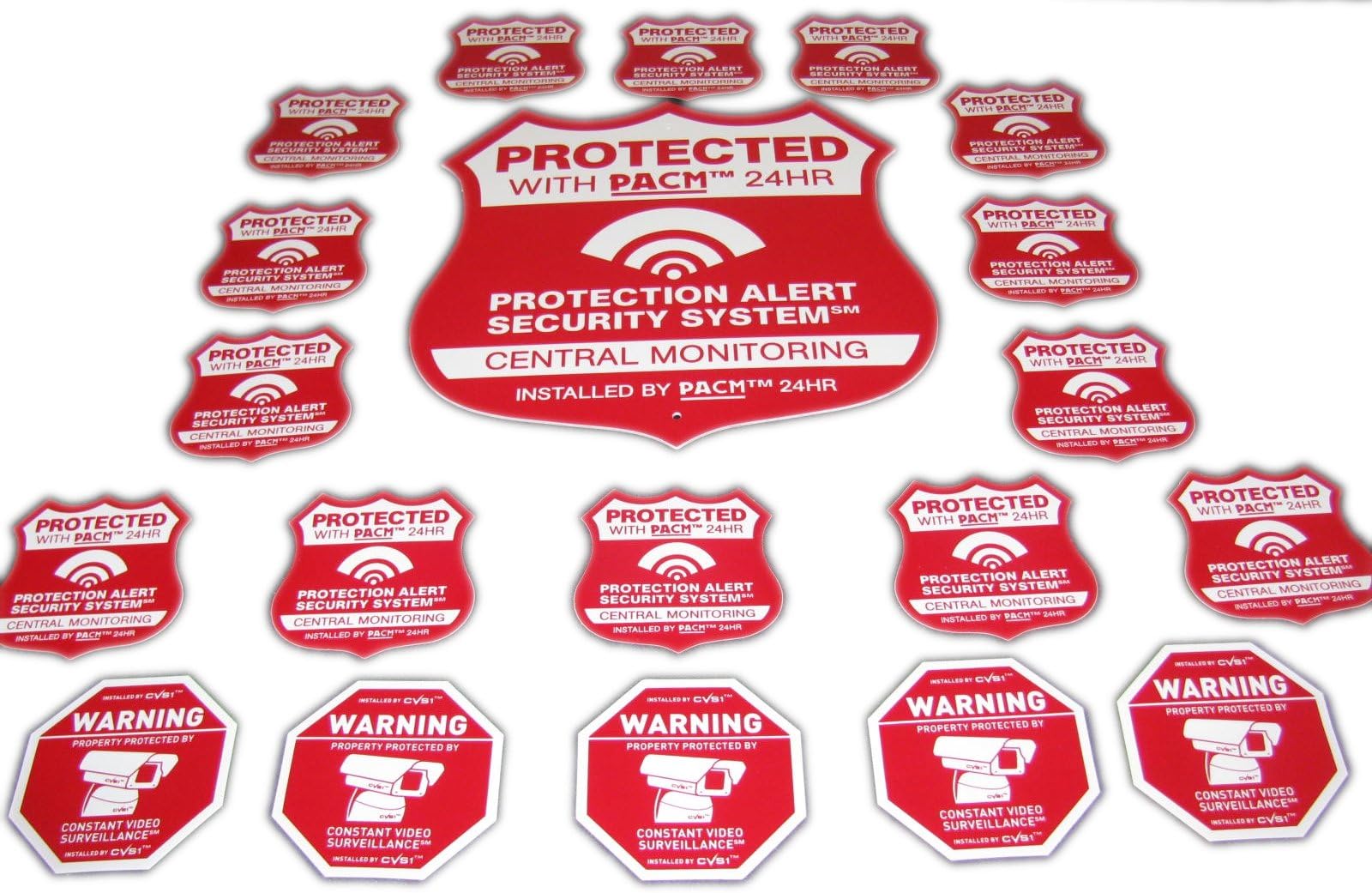 Our Propertyguard Jumbo 19 Piece Home Alarm Sign & Decal Package with CCTV Security Camera Decals