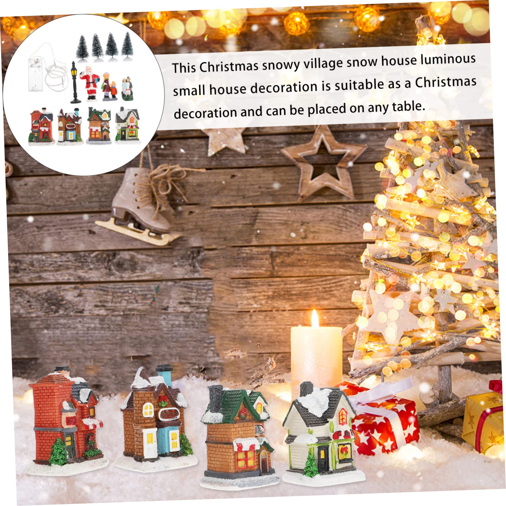 Zerodeko Adornos Luminosos para Casas de Nieve Casa Navideña Iluminación LED de Pueblo Navideño Iluminación LED para Decoración de Fiestas Interiores
