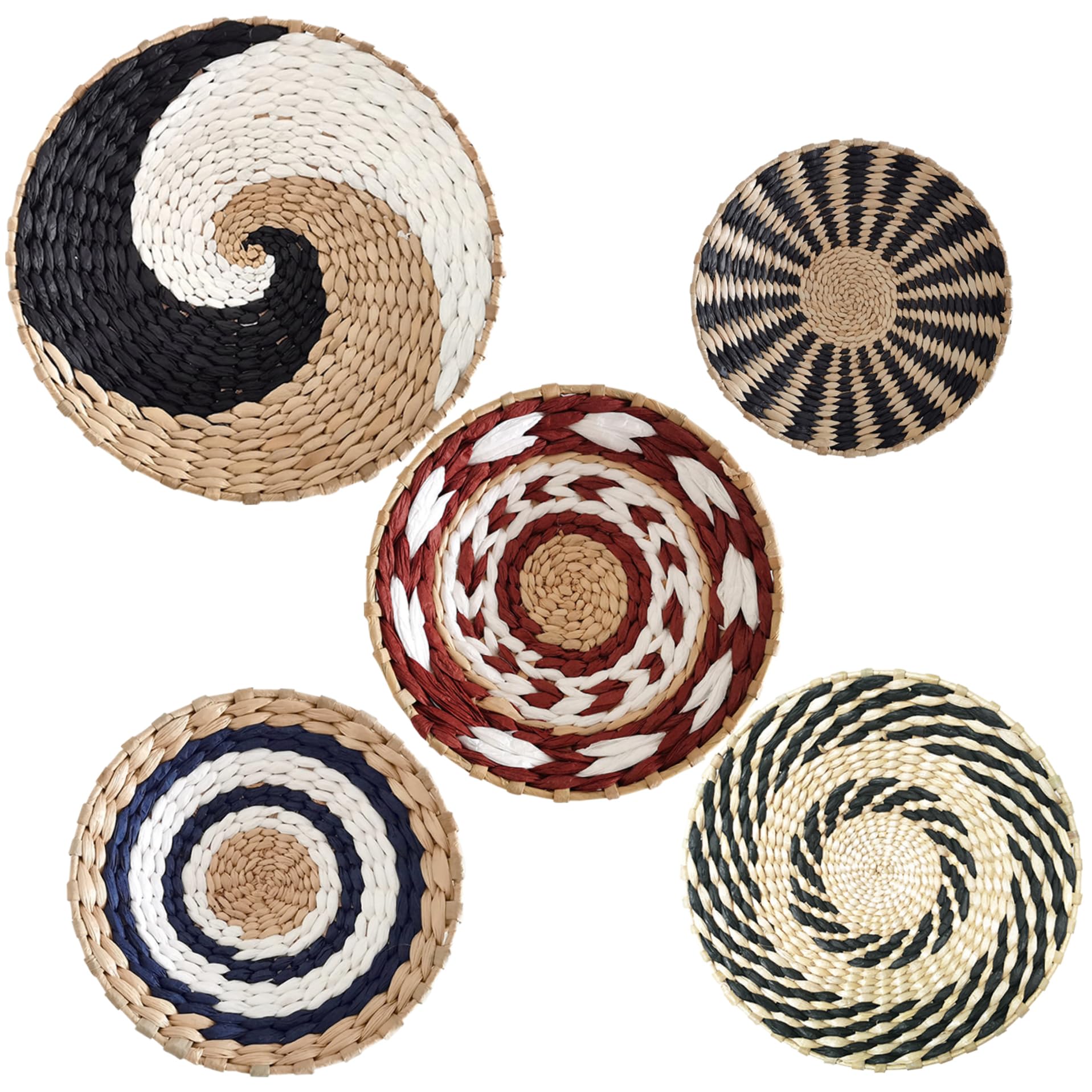 Panier mural tressé lot de 5 pour créer une ambiance café rustique et chaleureuse