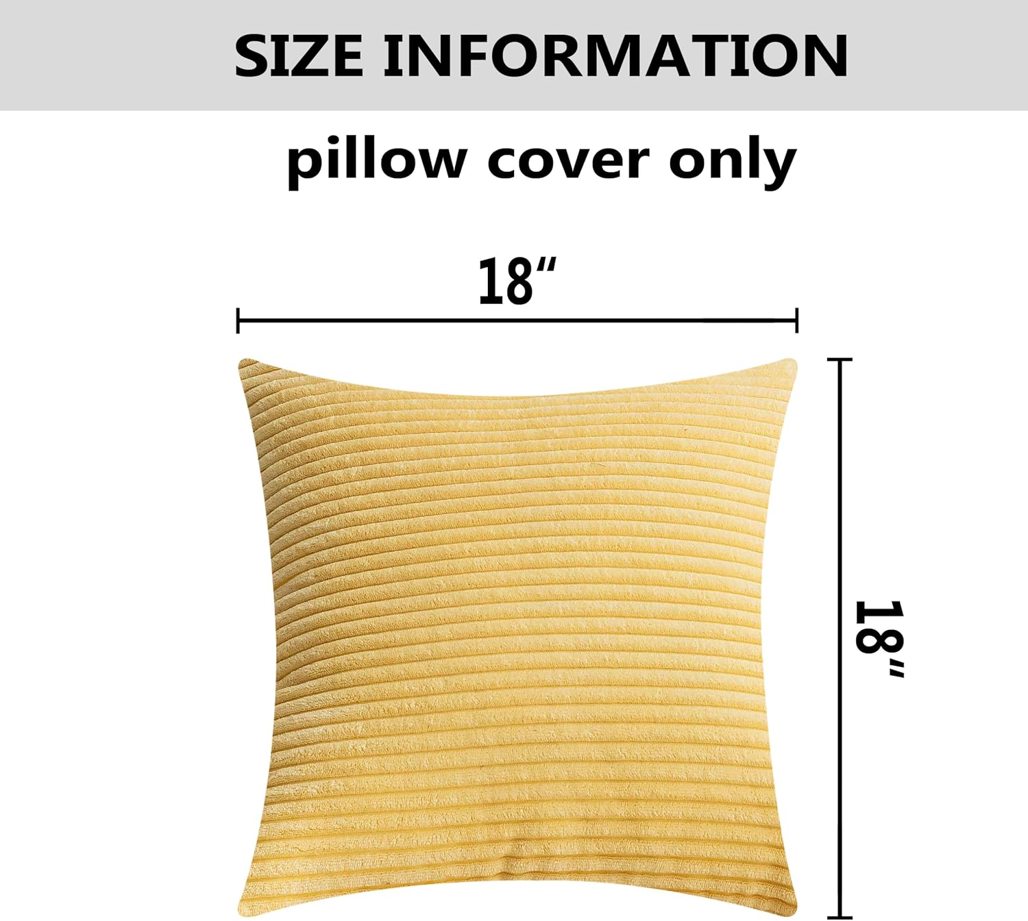 Home Brilliant Yellow Pillow Covers Summer Decorative Set of 2 Striped Corduroy Plush Velvet Throw Pillow Covers for Couch Decor, 18x18 inch, Light Yellow image 3