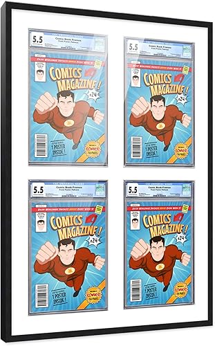 Miniatura 195 de Poster Palooza Marco de cómic con paspartú para 2 cómics CGC, CBCS o PGX Graded Comics – Marco de cómic negro para cómics de 8.125 x 13 pulgadas