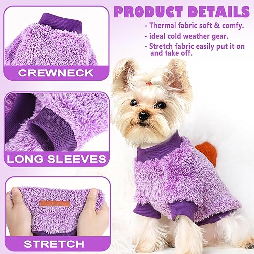 Miniatura 4 de Suéteres para perros pequeños, hembra, perro macho, suéter para perro pequeño, suéter de forro polar suave, ropa de invierno para perros pequeños,