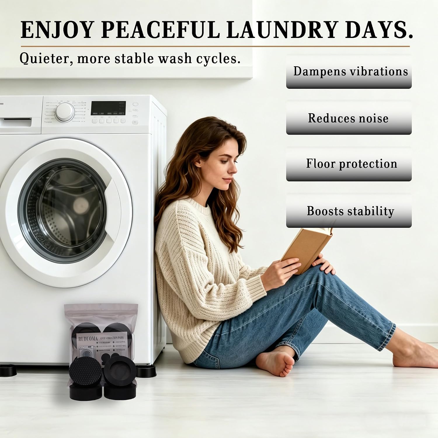Anti Vibration Pads for Washing Machine, Fits Feet up to 1.96 in